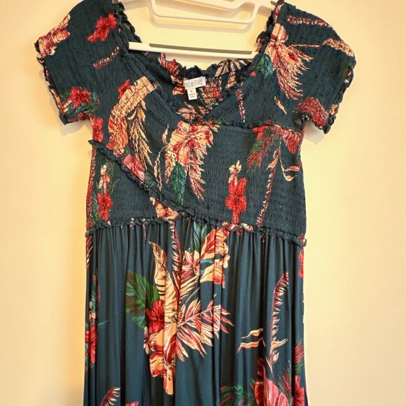 Lightweight Elastic Long Flowy Floral Print Maxi Dress - Picture 3 of 10